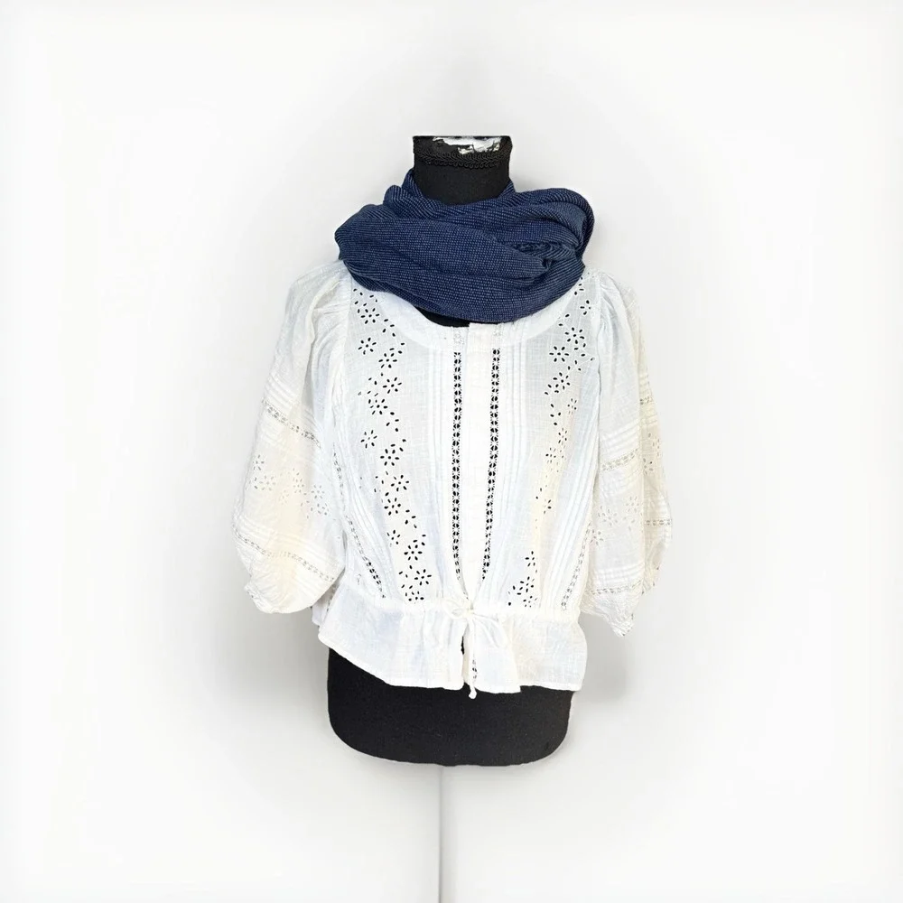 Collection 18 Blue Texture  Scarf 100% In The Colors Of Blue‎ Tone